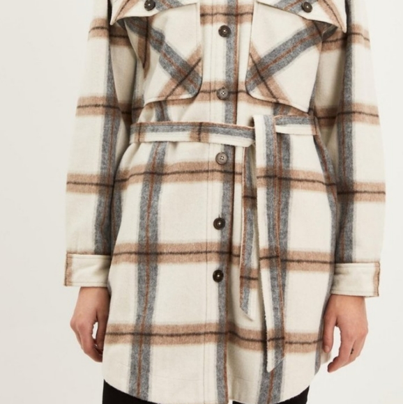 Frank & Oak Jackets & Blazers - BNWOT Frank and Oak The Wool Plaid Shacket in Cream